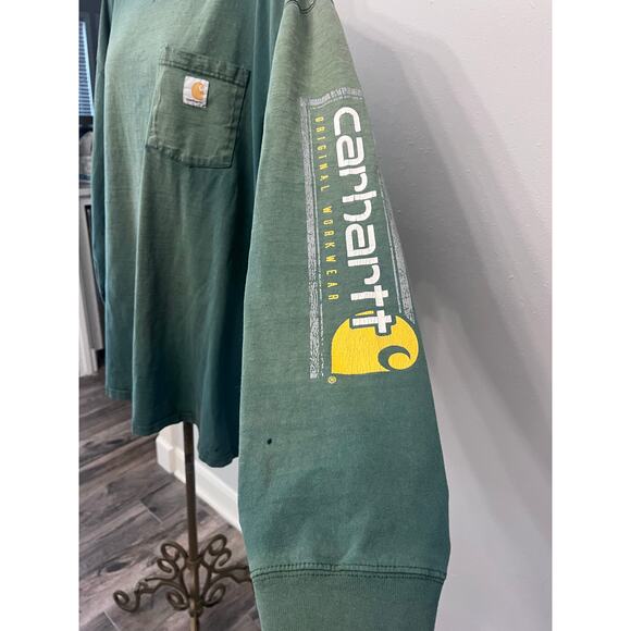 Carhartt Thrashed L/S T-Shirt Mens 3XL SunFaded Arm SpellOut Destroyed Grunge - Picture 7 of 11